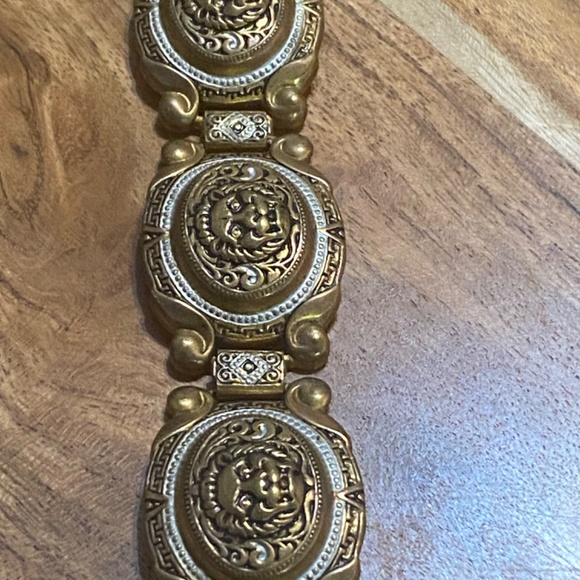 Vintage damascene Toledo ware lions head metal bracelet - Picture 15 of 16